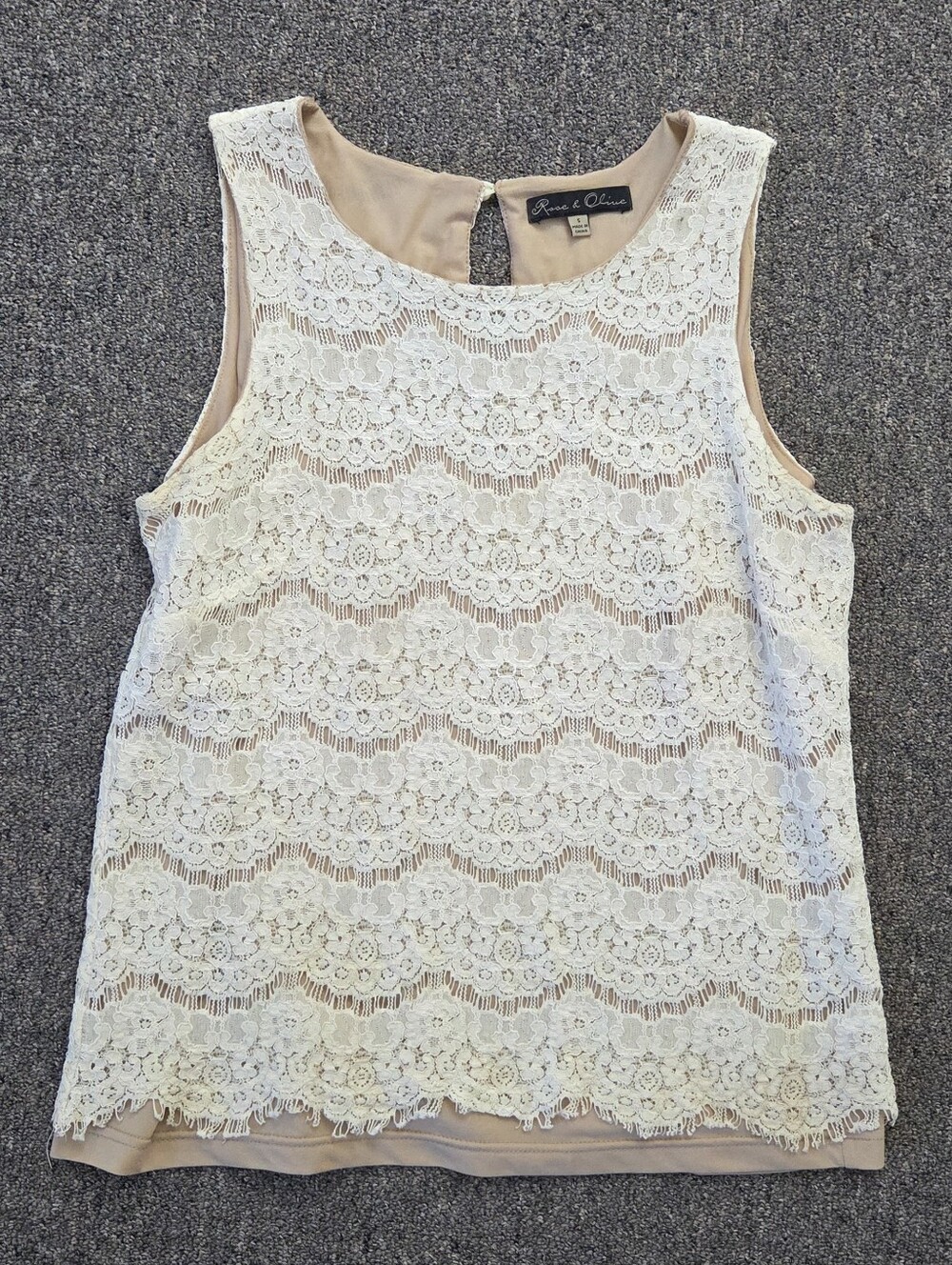 Rose & Olive Cream Lace Layered Sleeveless Top
